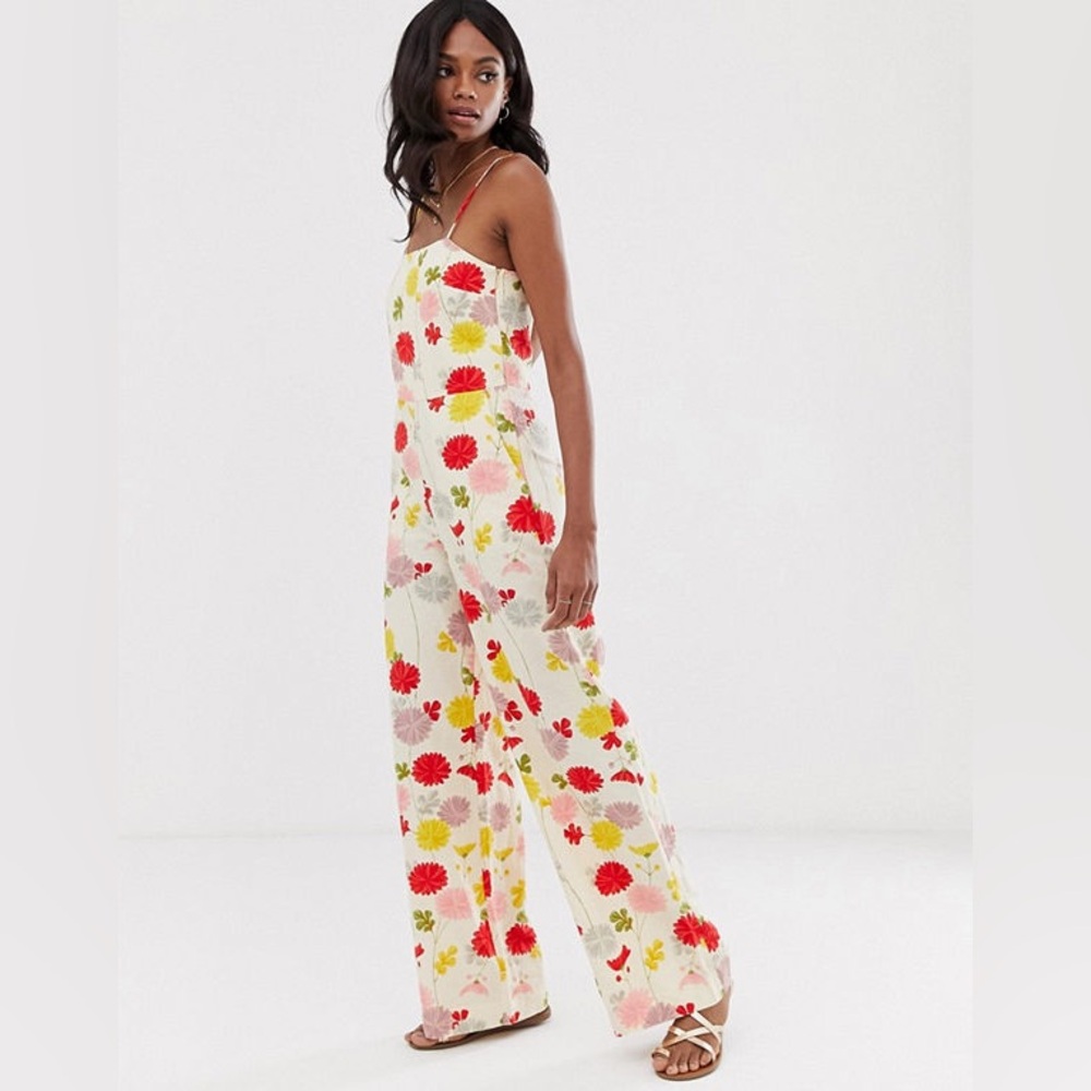 NWT mango MNG linen floral jumpsuit